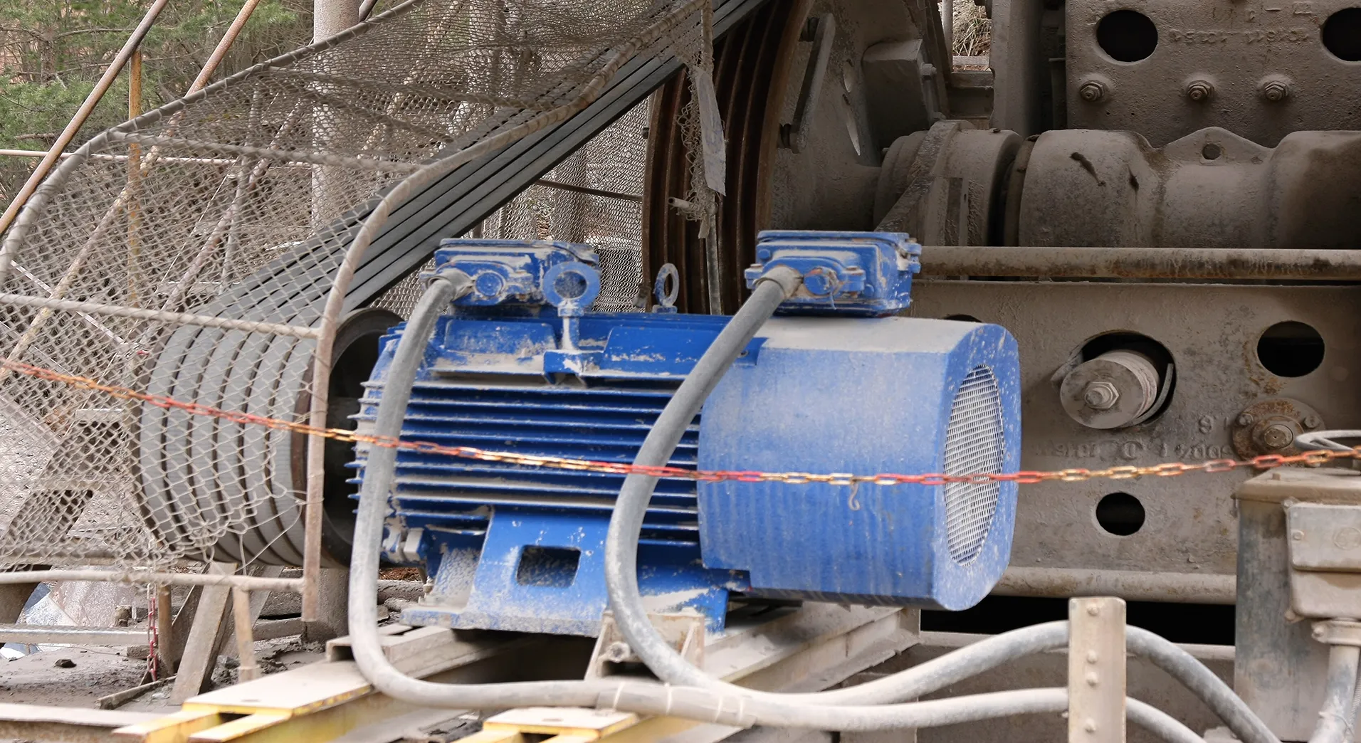 Three-phase induction motor on a mining site