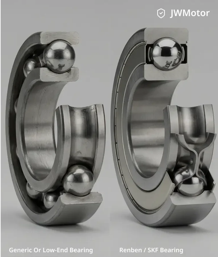 Generic or low-end bearing beside a Renben / SKF bearing